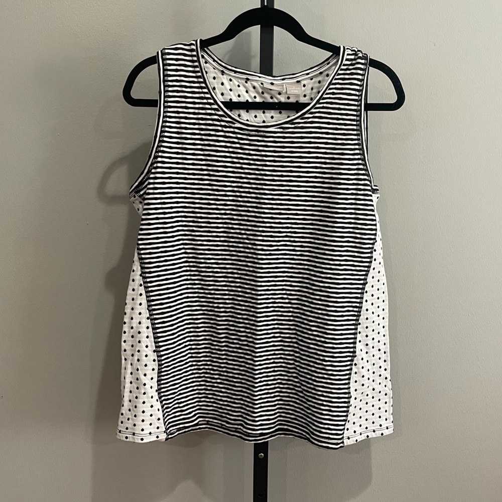 Chico's Polka Dot Stripe Tank Top Size 2 (12/14)